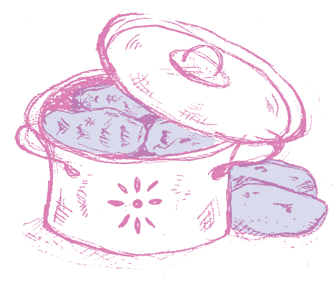Cooking pot illustration Hand-drawn image of pink cooking pot