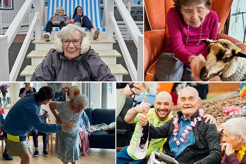 A collage image of the residents and staff enjoying summer fun with Sanctuary