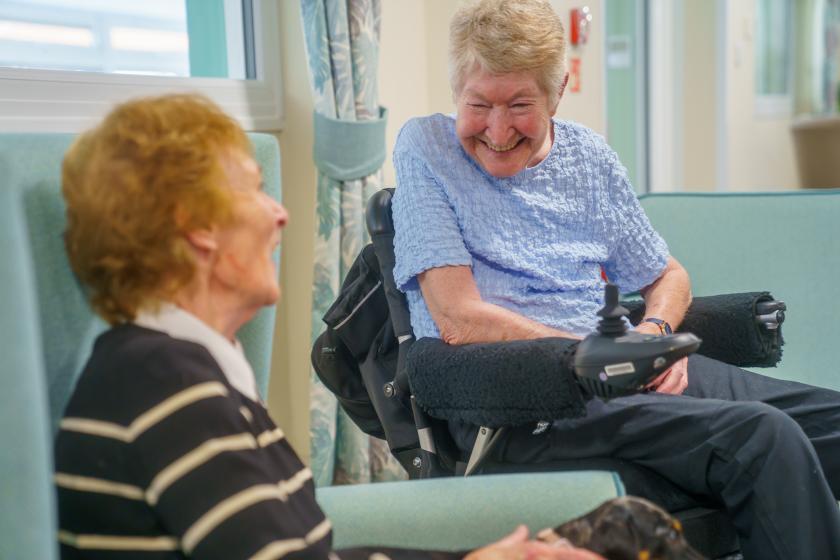 Nicky (right) a resident at our Ivydene Residential and Nursing Home in Ivybridge with her friend Mavis 