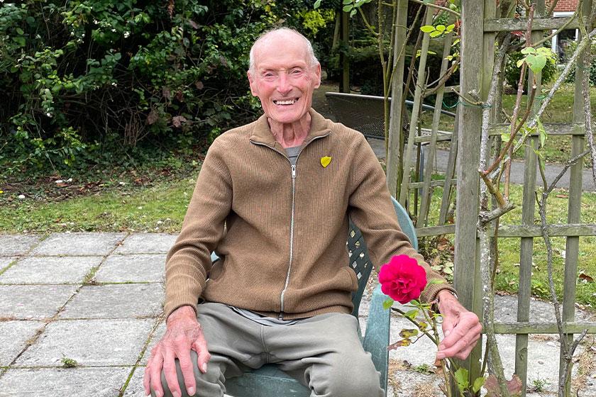 James Frankin, enjoys the gardens at The Park Residential and Nursing Home in Chaddesden, Derby