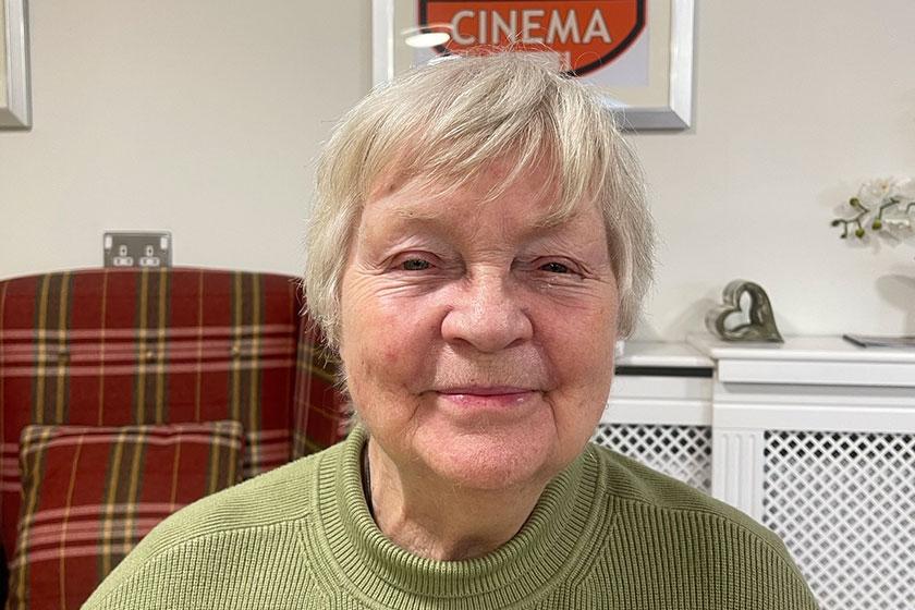 Day care resident Hazel smiles during a day at the service at Breme Residential Care Home in Bromsgrove 