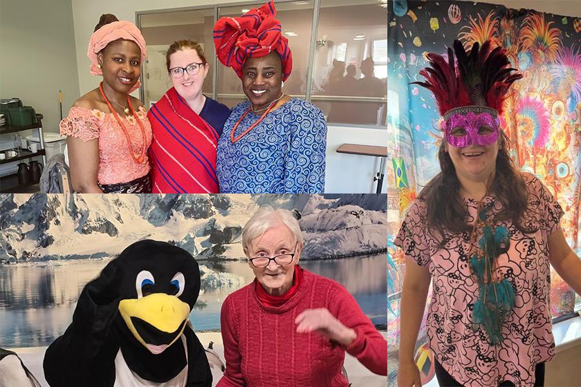 Montage of images of Sanctuary Care residents and staff