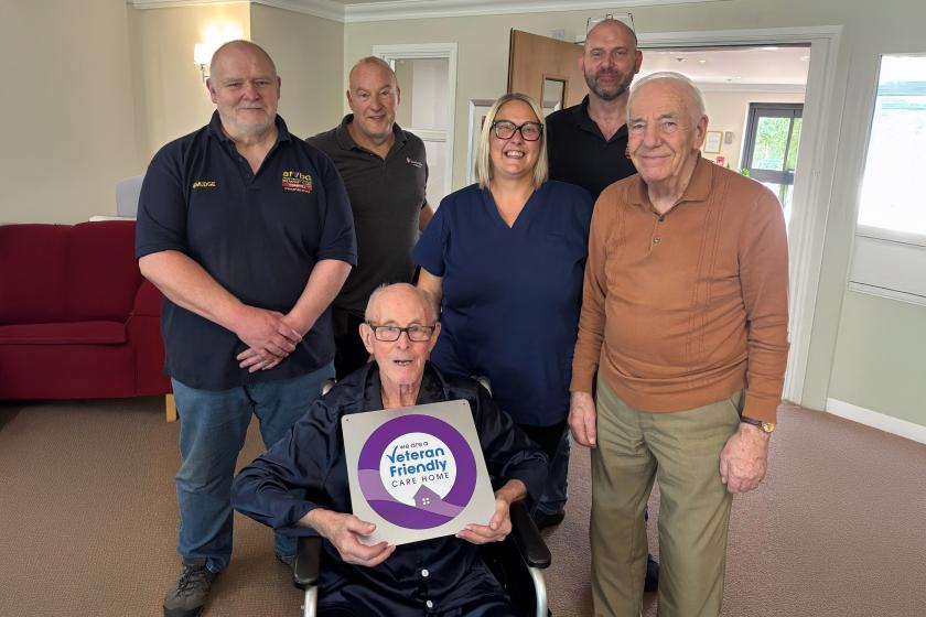 Park View staff and residents with Veteran Friendly Framework Certificate