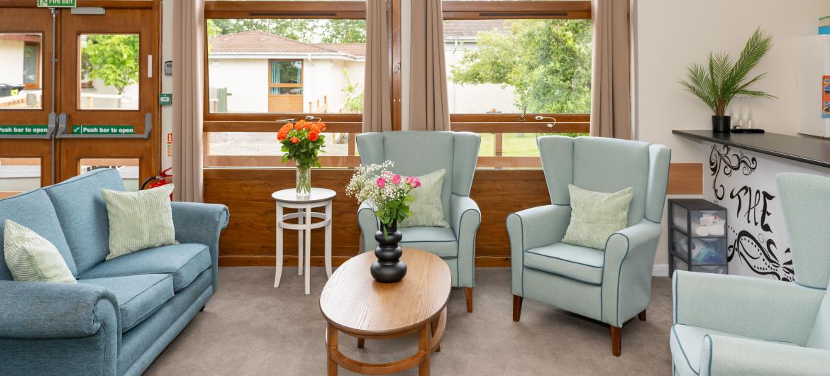 Bright and airy living area over looking the gardens at Mull Hall Care Home, Invergordon,