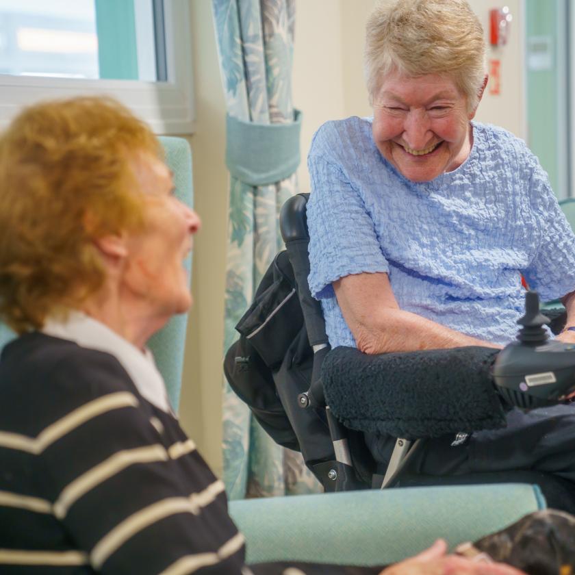 Nicky (right) a resident at our Ivydene Residential and Nursing Home in Ivybridge with her friend Mavis 