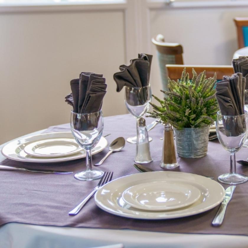 A beautifully laid table in the dining room