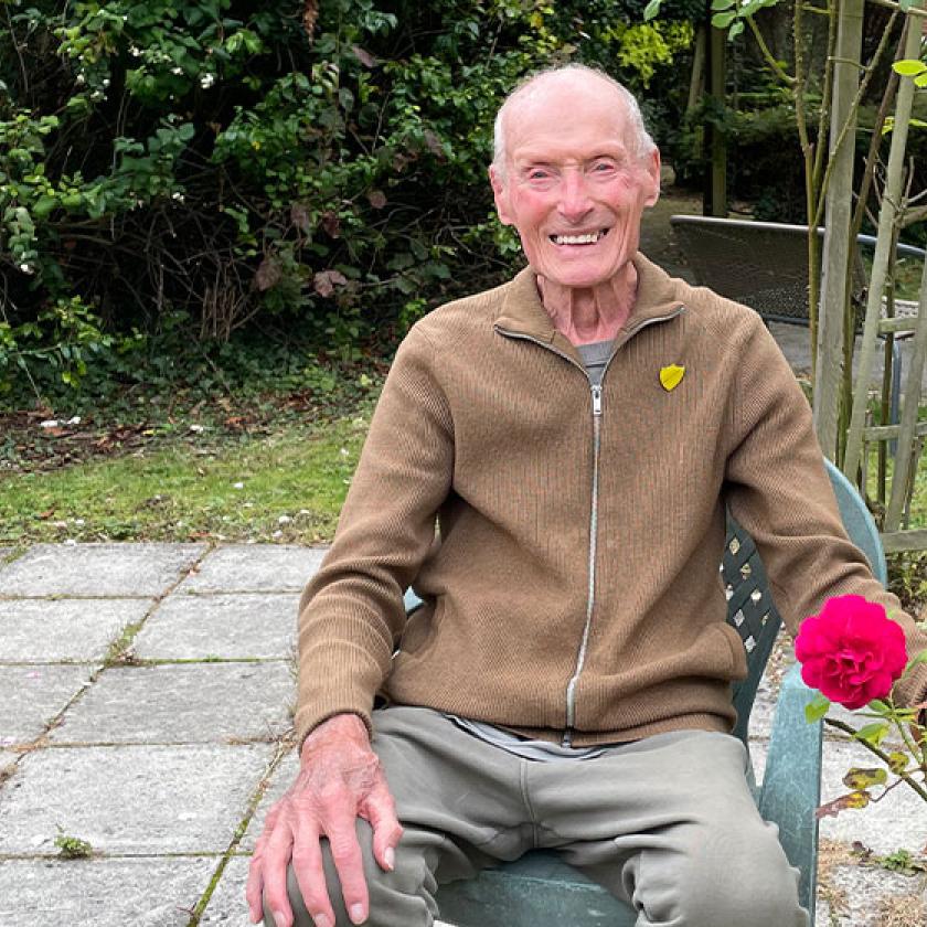 James Frankin, enjoys the gardens at The Park Residential and Nursing Home in Chaddesden, Derby