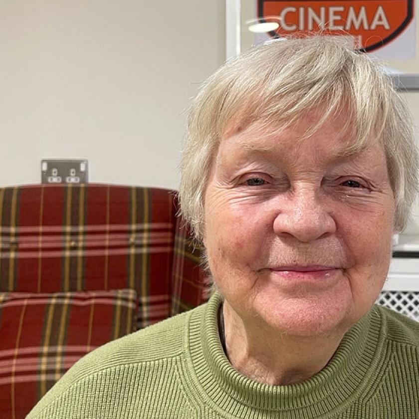 Day care resident Hazel smiles during a day at the service at Breme Residential Care Home in Bromsgrove 