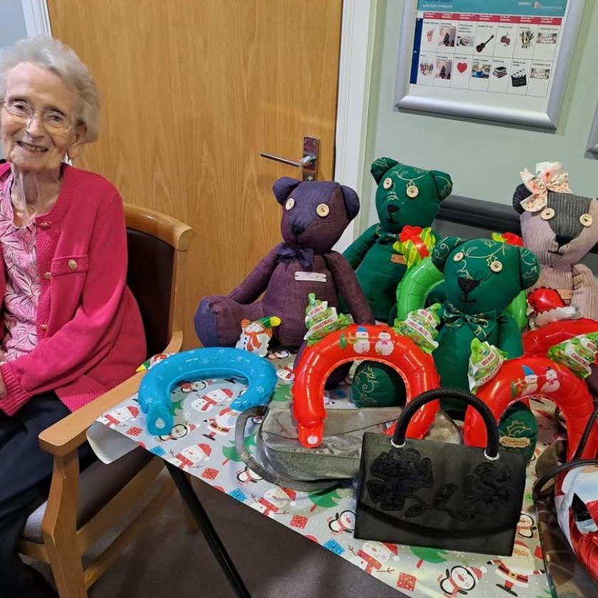 Pauline running the Christmas stalls at Redhill Court